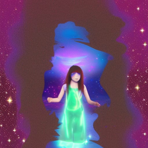 The ghost girl drifted towards the far door, artwork generated by NightCafe AI art generator