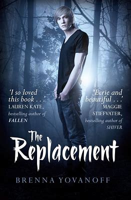 The Replacement written below. A pale man waits in the woods, looking at the reader.