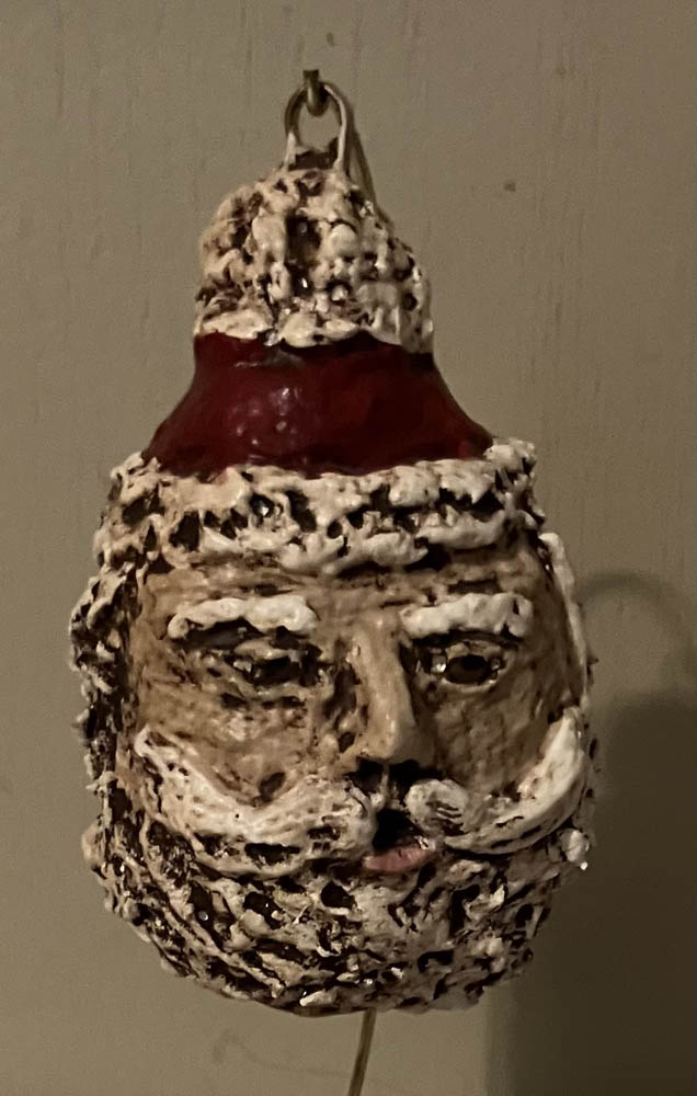 Handmade creepy Santa ornament