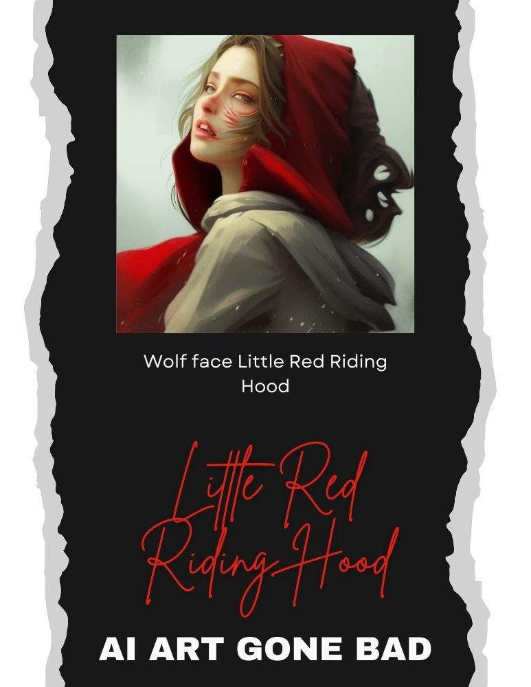 Wolf face Little Red Riding Hood, Artistic Portrait style, Aug. 1, 2023