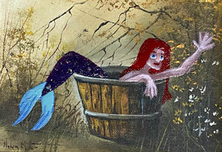 Mermaid in bucket, original by Helen Miller