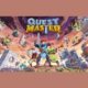 Title card for Quest Master showing three heroes with weapons and the words questmaster