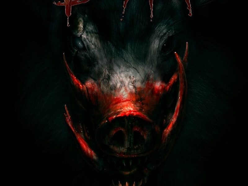 A creature with large tusks emerges from a darkness. Above its head reads Boar.