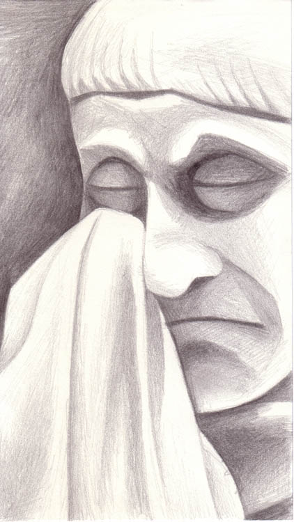 Mourners drawing by Jennifer Weigel, graphite on paper