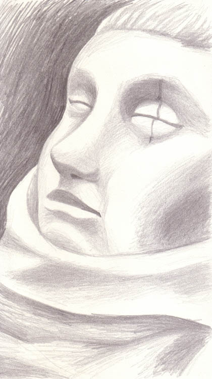 Mourners drawing by Jennifer Weigel, graphite on paper