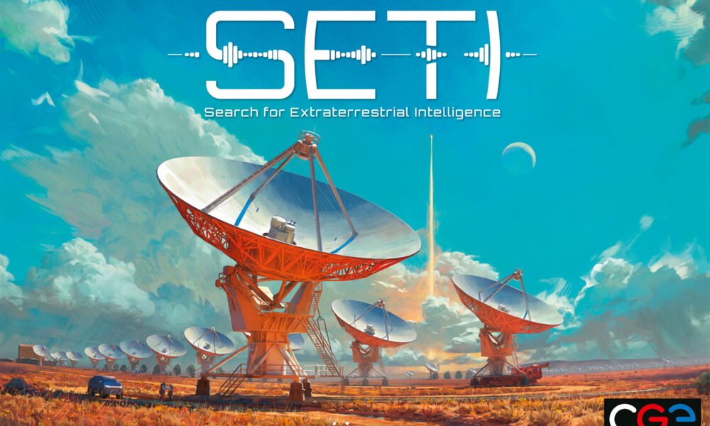 SETI box with satellite dishes pointing to the blue sky