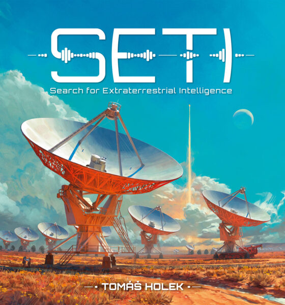 SETI box with satellite dishes pointing to the blue sky