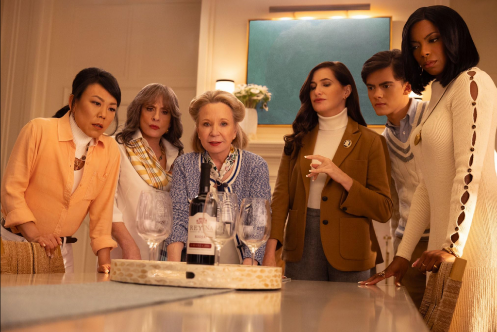 Patti LuPone, Debra Jo Rupp, Kathryn Hahn, Ali Ahn, Sasheer Zamata and Joe Locke in Agatha All Along.