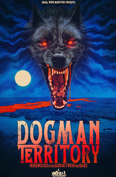 spooky ass dogman face dripping blood from its mouth