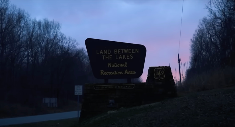 creepy night shot of the sign