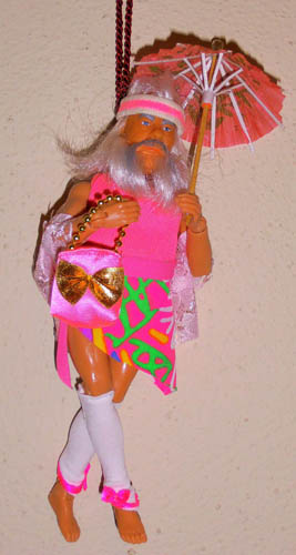 Santa doll dressed in drag and ready for the beach Summer Vacation