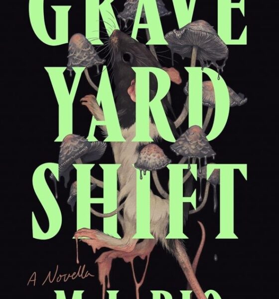 Graveyard Shift cover. Fluorescent green title on black background with rats and mushrooms in background.