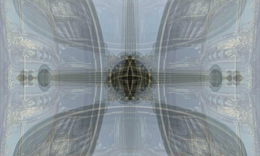 Hallowed Ground digitally manipulated photo of a spire from Jennifer Weigel's Reversals series