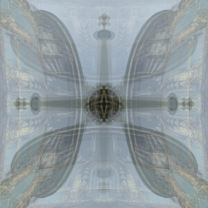 Hallowed Ground digitally manipulated photo of a spire from Jennifer Weigel's Reversals series