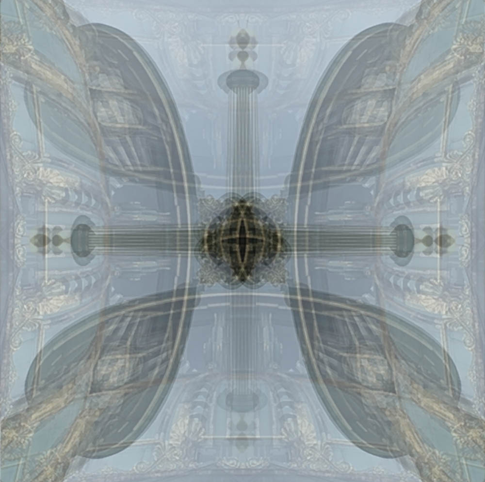 Hallowed Ground digitally manipulated photo of a spire from Jennifer Weigel's Reversals series