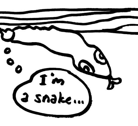 Caterpillar with thought bubble I'm a snake