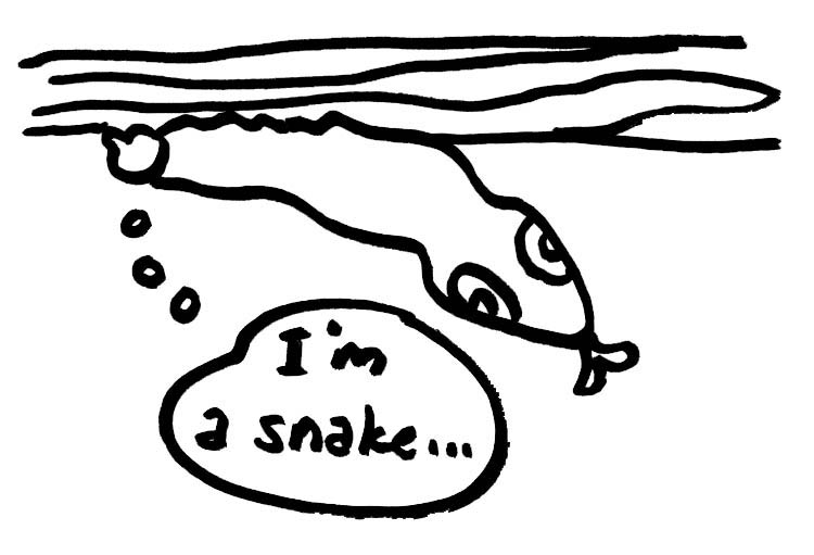 Caterpillar with thought bubble I'm a snake