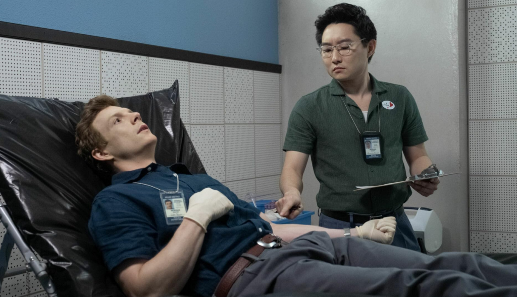 Patrick Gibson and Alex Shimizu in Dexter Original Sin.