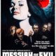 A pale woman stares at the viewer with a bleeding tear. Below her are robbed figures looking to do harm. The cover reads "Messiah of Evil."