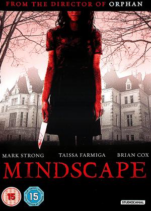 A woman tinted red looks ahead with a knife in her hand. Her face obscured from the viewer. Behind her is a manor. Below reads "Mindscape"